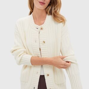 NWT Varley Pensdale Relaxed Knit Jacket • Egret Cream • Size S
